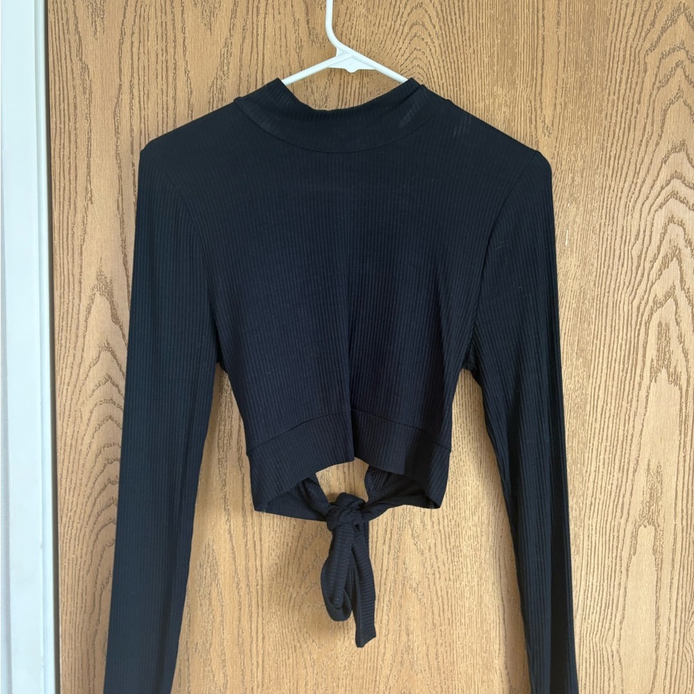 PacSun cropped mock neck tie back sweater